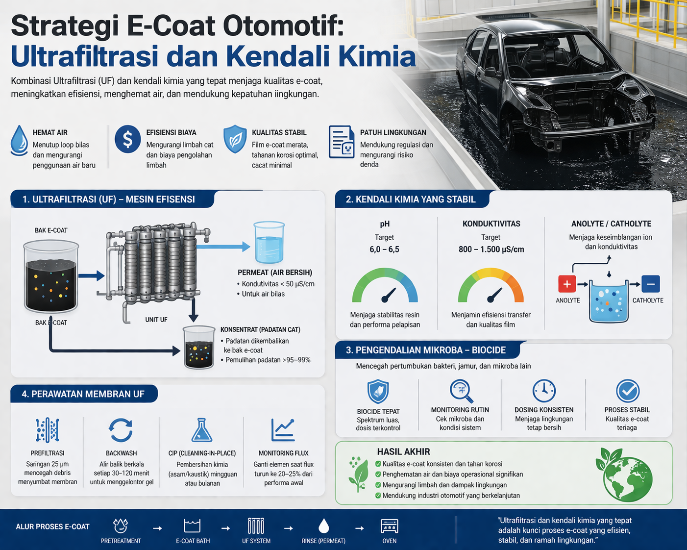 Strategi E-Coat Otomotif: Ultrafiltrasi dan Kendali Kimia