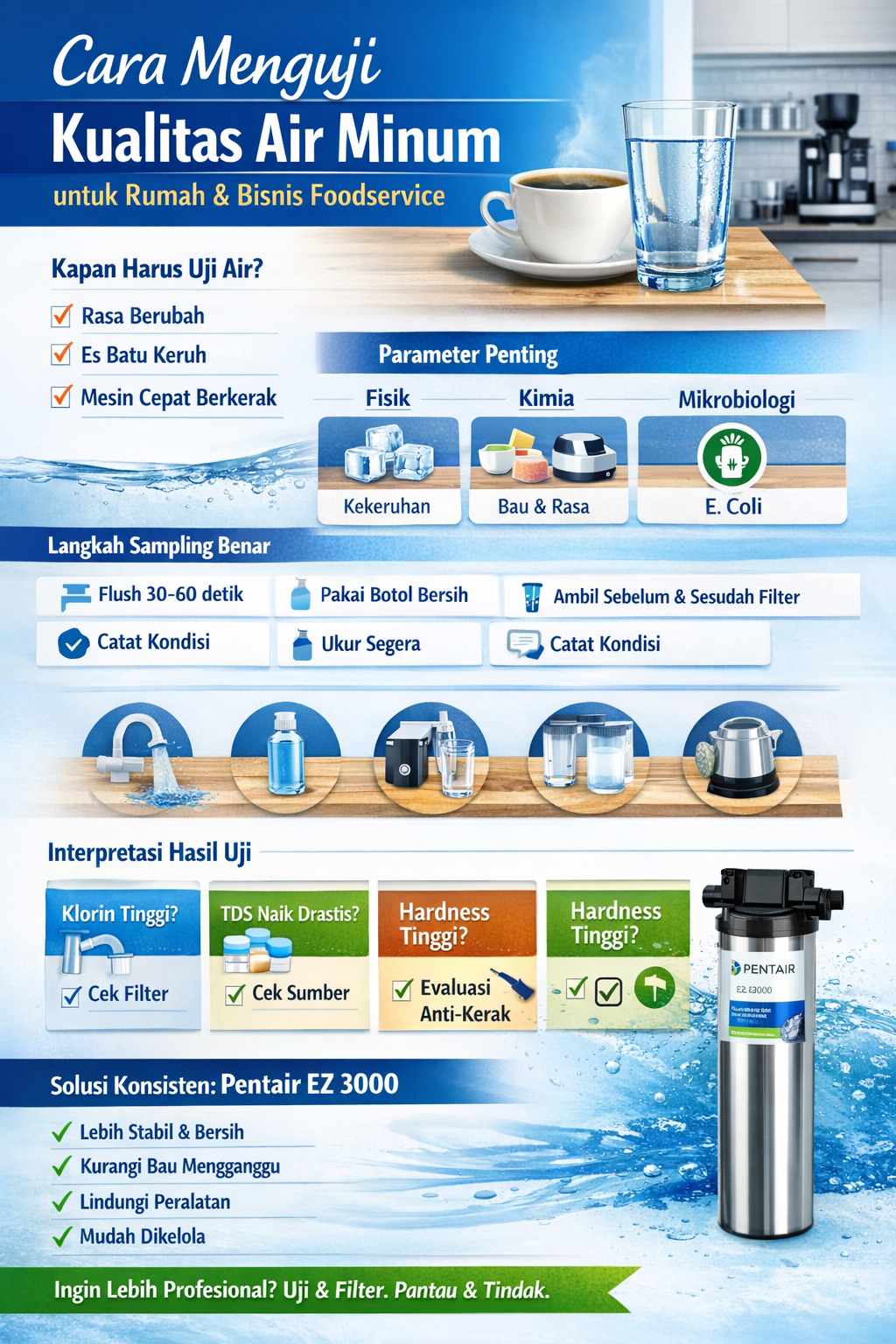 Cara Menguji Kualitas Air Minum untuk Rumah & Bisnis Foodservice