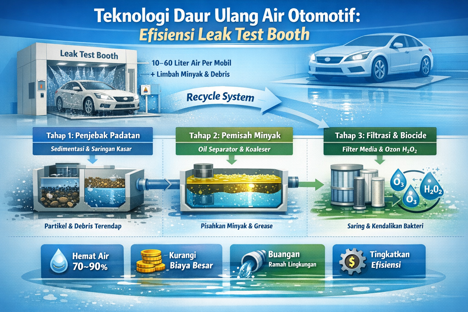 Automotive water recycling technology infographic