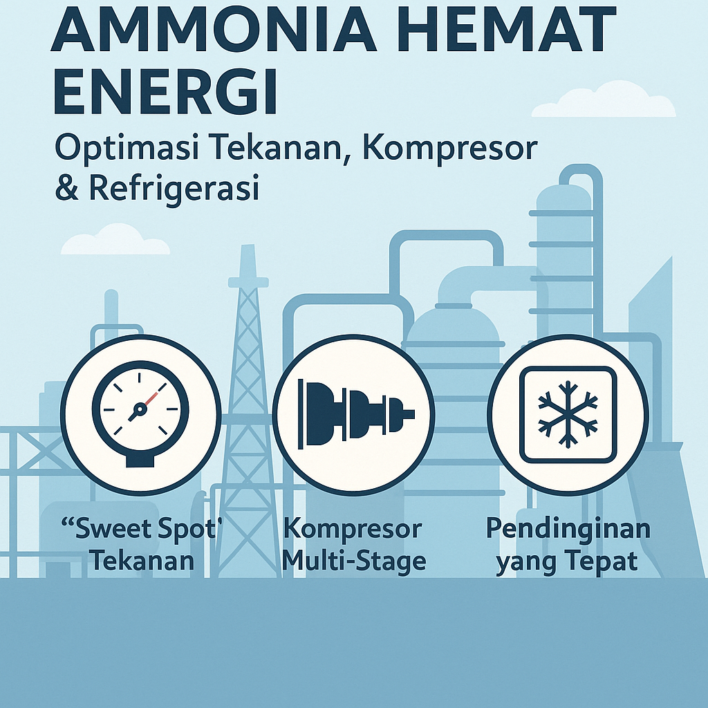 Ammonia Hemat Energi: Optimasi Tekanan, Kompresor & Refrigerasi