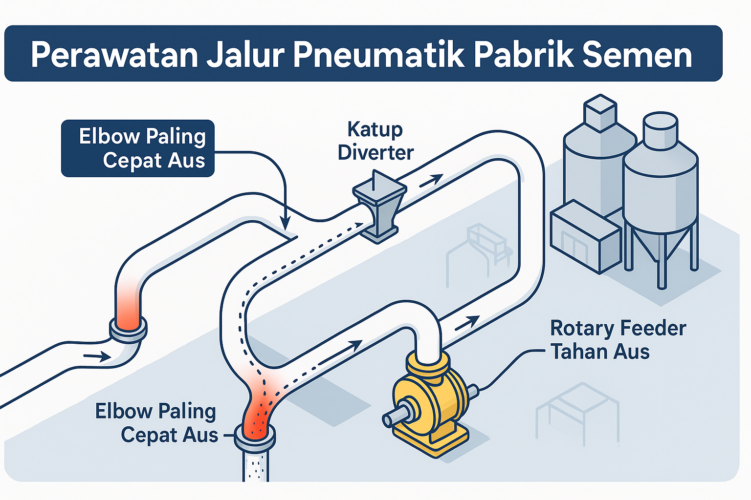 Panduan Perawatan Jalur Pneumatik Pabrik Semen: Mengurangi Aus Siku Pipa dan Katup
