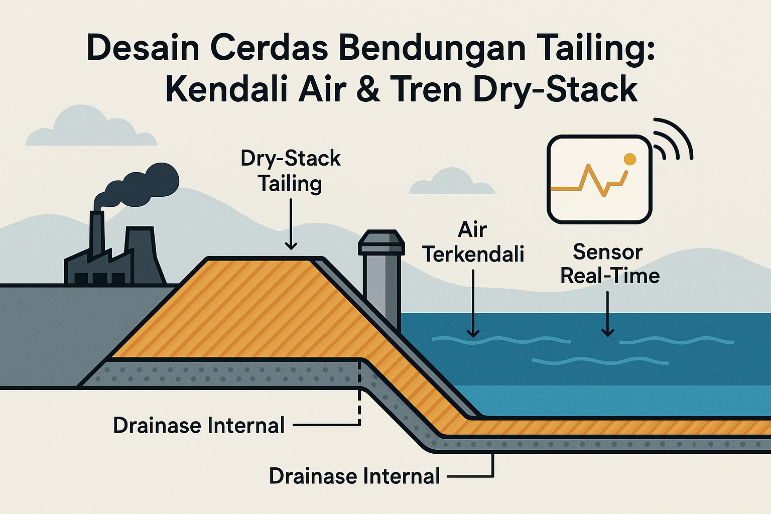 Desain Cerdas Bendungan Tailing: Kendali Air & Tren Dry-Stack