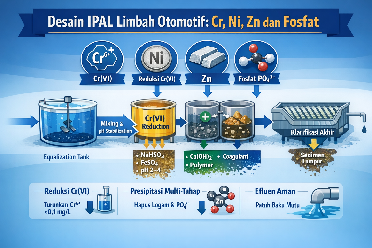 Desain proses pengolahan limbah otomotif